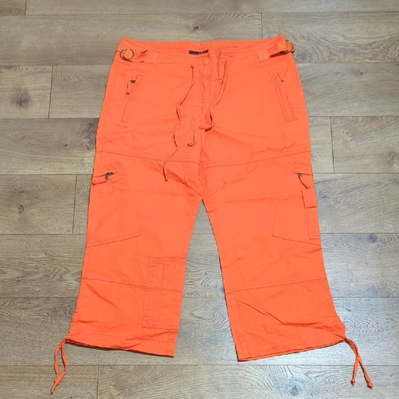 Vintage Y2K The Limited Capri Cropped Wide Leg Cargo Grunge Urban Neon Orange 10 - Picture 4 of 16